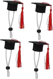 PENIKOKO 4pcs Mini Pet Graduation Hats with Tassels Doctoral Caps for Dogs Animals for Graduation Parties and Costume Decorations