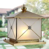 在飛比找Yahoo!奇摩拍賣優惠-歐式全銅燈柱頭燈方形墻頭圍墻柱子大門別墅戶外庭院燈飾
