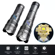 Super Bright COB LED Flashlight USB Rechargeable Torch Zoom Tactical 4PC Battery