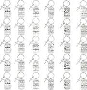 kilofly 30 Pcs Christian Inspirational Bible Verse Keychain Gift Cross Charm, Silver, 1.9 Inch
