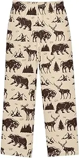 [ZZXXB] Moose Bear Boys Long Pants Soft Trousers Elastic Waist Kids Lounge Bottoms with Pockets S-XL