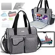 Portable A4 Light Pad Storage Bag for Diamond Painting Accessories, Tote Organizer Case with Multiple Pockets - Compatible with A4 Light Board, Art Supplies & Travel Carrying (Light Gray)