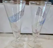 SET OF 2 HAND PAINTED PILSNER FOOTED BEER 7.5" GLASSES