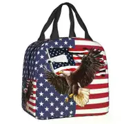 a1766 American Eagle USA Insulated Lunch Tote Bag Resuable Bento Box School sz275