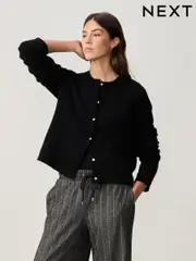 Black Soft Touch Button Through Knitted Cardigan with Alpaca (B72265) | $40