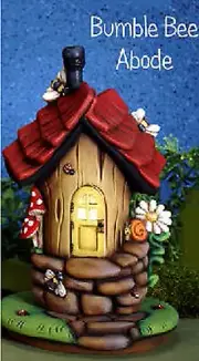 Ceramic Bisque~ Ready to Paint~ Bumble Bee Abode and Base Fairy House w/electric