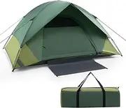 [Costway] 2-Person Camping Tent, Lightweight Outdoor Tent w/Removable Rain Fly, Double-Layer Door, 2 Mesh Windows, Carrying Bag, Portable Double-Layer Tent for Camping, Hiking, Traveling