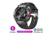Mens Smartwatch with Bluetooth Call, Flashlight & 100+ Sports Modes Heart Rate Monitor, Android/iOS Compatible Watch
