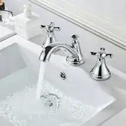 Basin mixer tap with two handles and three holes Polished chrome