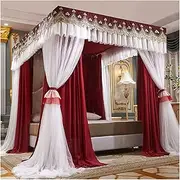 Bed Canopy Bedding Canopy, Dustproof & Blackout 4 Corners Luxury Mosquito Net, Romantic Bedroom Decorative Bed Curtain (Color : Red, Size : 150x200x200cm)