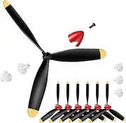 Outus 6 Sets Spare Rc Plane Propellers 3 Blade Propeller Compatible with P40 Fighter Remote Control Plane 761-13 Radio Controlled Plane Carbon Fiber Nose Cone with Propeller Savers and Adapters
