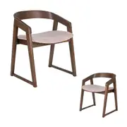 Mattia 2pc Set Dining Chair Mauve Pink Fabric Seat Walnut