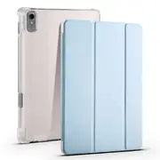 For Lenovo Tab P11 Gen 2 Transparent Pen Tray Tri-Fold Leather Case White Ice Blue