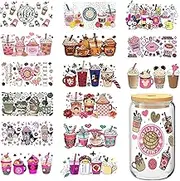 GETRIC UV DTF Cup Wrap Transfer Stickers - 15 Sheets Cup Rub On Transfers for Glass, DIY Crafts (Style 1)