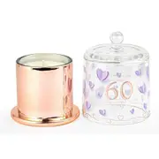 60th Paper Hearts Candle w/ Glass Cloche Vanilla Scent 45hr Burntime Decor