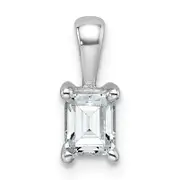 14k White Gold 1/2 Ct. Certified Lab Grown Diamond VS/SI+ G+ Emerald Four Prong Pendant
