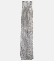 [Jacques Wei] Jacques Wei Crystal-embellished tulle maxi dress AU 14 grey