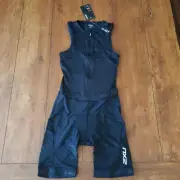 2XU Mens Small TriSuit Active Front Zip Triathlon Black Sleeveless Skinsuit S