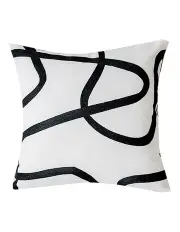 [Soga International] Modern Minimalist Black Letter Print Decorative Square Throw Pillow 45cm in White