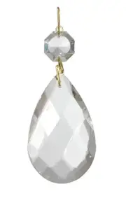 B&P Lamp BrilliantCut 4 Inch (100MM) Clear French Crystal Pendalogue, Brass Pins