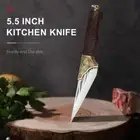 Kitchen Knife Boning Chef Meat Vegetable Fruit Slicer Forged 4Cr13MoV Steel Wood