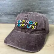 Camping Hat Cap Strap Back Womens Brown Camp More Worry Less Adjustable NWT