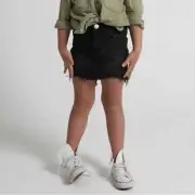 NEW! One Teaspoon Mini Stretch High Waist Denim Skirt Punk Black Girl's 7 8
