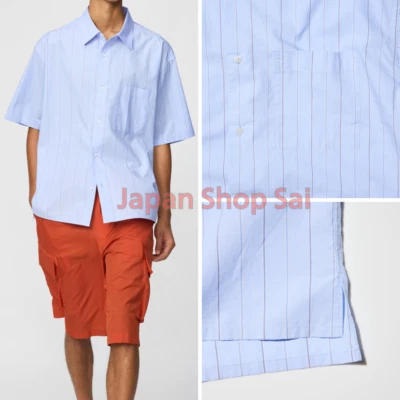 UNIQLO : C Broad oversized shirt Striped Unisex Blue XS-4XL Left chest pocket