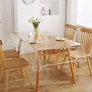 Clear Plastic Tablecloth Rectangle 54x70inch Vinyl PVC Table Cover Table Coth Waterproof Cover PVC Protector Table Cover Oil-Proof Wipeable Table Cloth for Dining Table (Transparent)