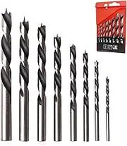 YUENTOEN 8PCS Brad Point Drill Bits, 3-10mm Spiral Twist Wood Drill Bits Set for Woodworking Softwood Laminated Wood MDF