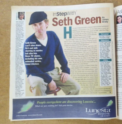 Parade Newspaper Magazine - Seth Green - BUFFY - Lacey Chabert