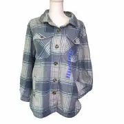 New Shacket Large Blue Green Plaid Pockets Relaxed Fit Sam's Club