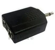 1/4" Dual Mono Female Jacks to 3.5mm Male Plug Audio Y Splitter Adapter (2)F/M