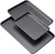 AIMALL 3-Piece Set Kitchen Household Rectangular Baking Tray, Heavy-Duty Carbon Steel Cake Mold, Swiss Roll, Donut, and Oven Tray Set, Non-Stick Baking Pan