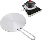 Heat Diffuser Induction Plate, Stainless Steel Heat Diffuser Plate for Glass Cooktop, Induction Cooktop Heat Diffuser with Removable Handle, Kitchen Round Induction Adapter Plate