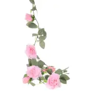 2pcs Artificial Rose Flowers Garland Vine Silk Wildflower Garland, Pink