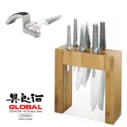Global Ikasu 7pc Knife Block Set & Minosharp Sharpener Made In Japan