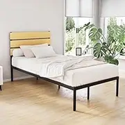 Artiss King Single Metal Bed Frame with Headboard(Base Only), Metal Platform Bed with Easy Assembly, Heavy-Duty Metal Slats with Under Bed Storage for Bedroom/Guest Room, Black