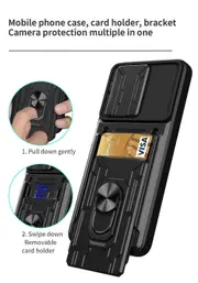 case For Oppo Reno 8 5G Slide Camera Lens Protection and Built in 360 Rotatable Ring Holder - Black
