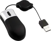 Retractable Cable Wired Usb Optical Mouse Mini Travel Mouse Small Mini Sleek Portable Adjustable for Apple Mac Hp Dell Lenovo Thinkpad Sony Asus Acer Tablet Pc Laptop (Black and Silver)
