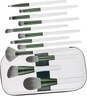 BIUDECO 12pcs Set Green Glass Makeup Brush Eyeshadow Brush Black Eyeshadow Cosmetic Brush Kit Makeup Eyeshadow Powder Brush Makeup Brush Kit Black Outfit Blush Brush Pu Leather