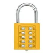 Push Button Combination Padlock 10-Digit 5-Position Lock Yellow