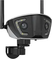 4MP 4G Outdoor WiFi Surveillance Camera POE Dual Lens 180° Ultra Wide Angle Color Night Vision Security Camera(4MP WiFi NO TF Card)