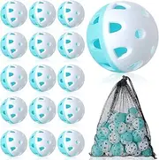 VioraWhite 24 Pcs Practice Baseballs Plastic Baseballs Small Baseball Training Lightweight Baseball Hollow with a Drawstring Bag for Hitting, Baseball Batting Training Use
