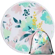 Modest Drawing Soft Colored Flowers Round Beach Towel