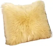 Imitation Wool Pure White Plush Pillow Household Cushion Pillowcase Round Heart-Shaped Cartoon 50 * 50cm(Beige)
