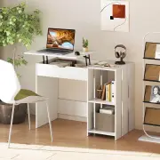 CostwayLift Top Computer Desk with Open Shelves and Hidden Compartment-White