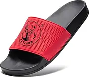 [FLYLAND] Men's Open Toe Slide Sandals Non-Slip Flat Slippers Outdoor Soft Comfort Fit & Arch Support