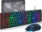 LED Backlit Gaming Keyboard and Mouse Combo USB Wired Rainbow Gaming Keyboard Me