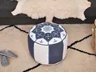 STUFFED Moroccan Genuine Leather Boho Pouf Ottoman Footstool Pouf , living room